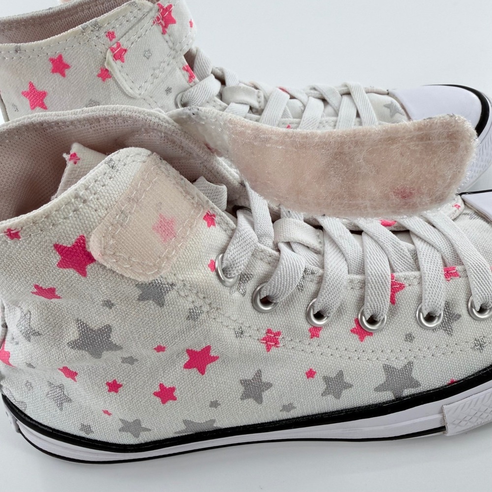 Converse All Star Chuck Taylor High Top Sneakers Youth 3 Pink Stars Y2K No-Tie - Picture 11 of 11
